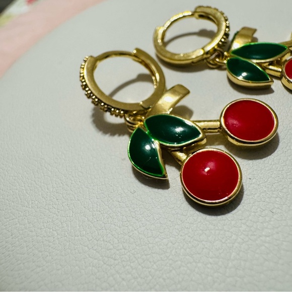 Women Cherry Red Adjustable Necklace and Earring Set - Picture 7 of 11